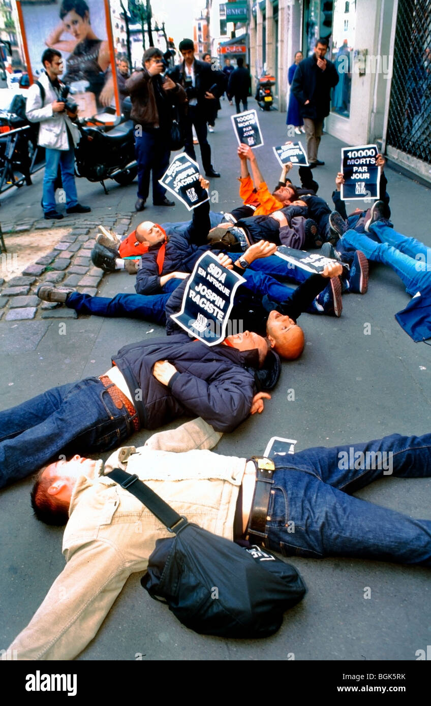 Paris, France - Group people, AIDS Activists, Act Up-Paris Protesting ...
