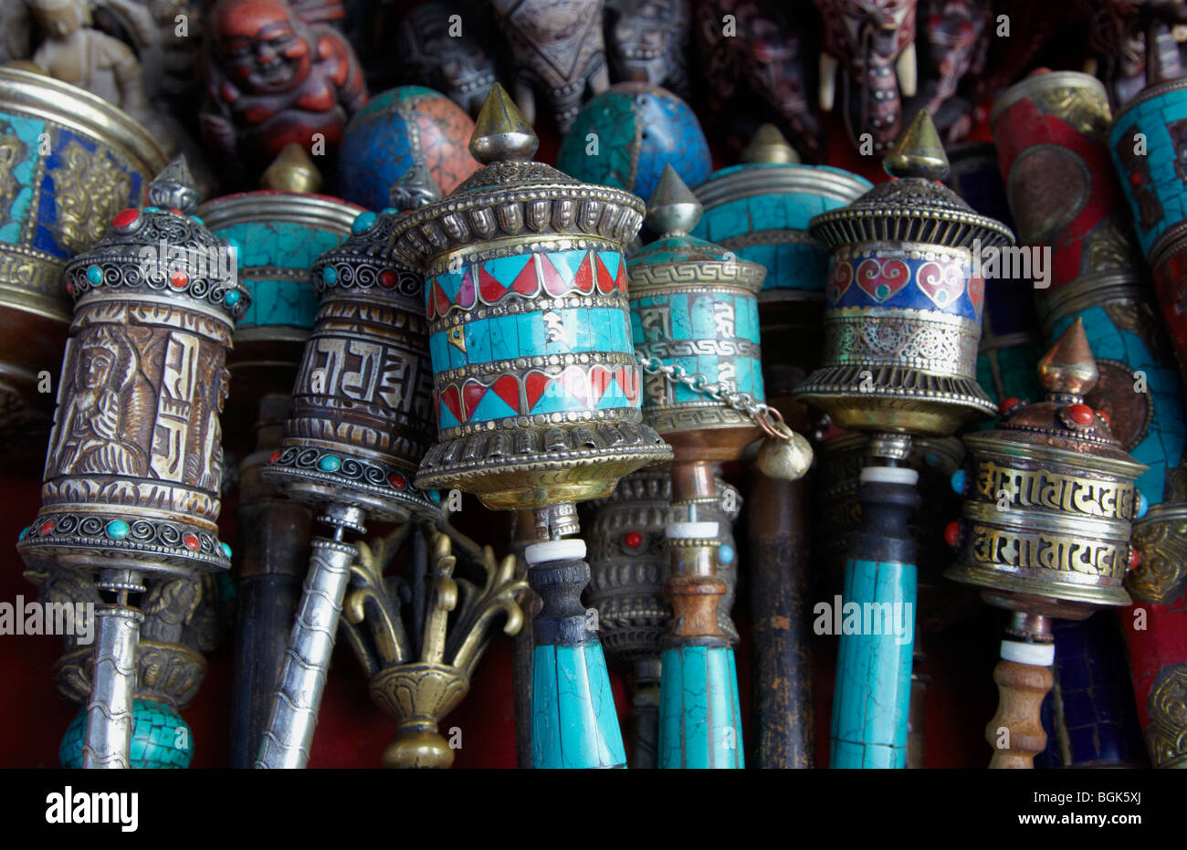 Prayer Wheels For sale In Durbar Square Kathmandu Nepal Asia Stock Photo