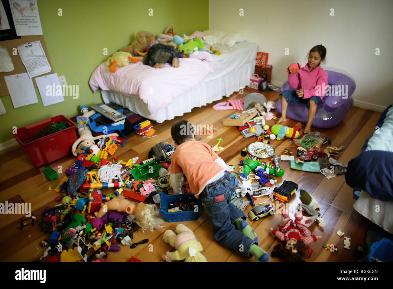 Brother and sister in their bedroom Stock Photo - Alamy