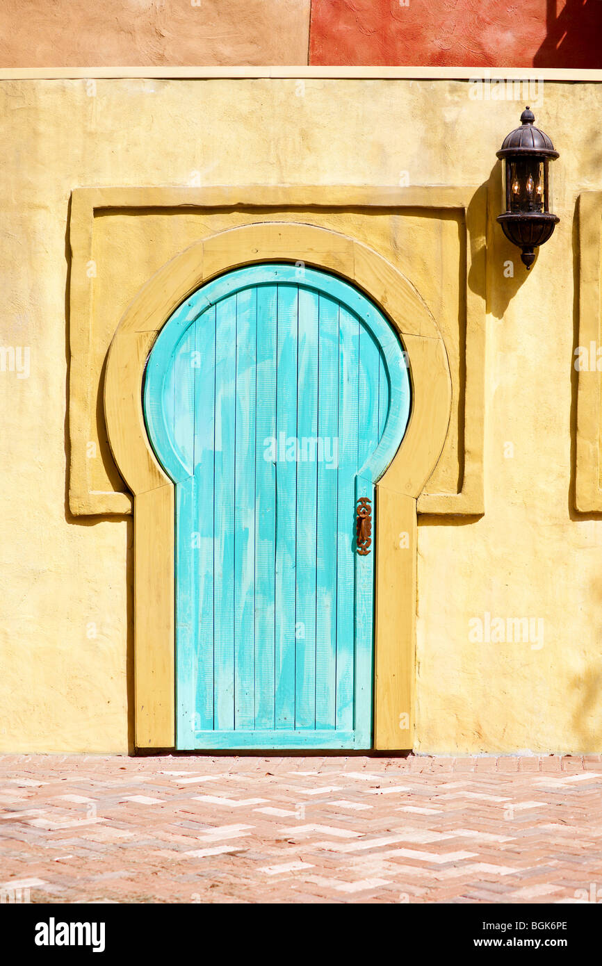 Tampa FL - Nov 2008 - Key shaped door in muted pastel colors is part of decor at Lowry Park Zoo in Tampa, Florida Stock Photo
