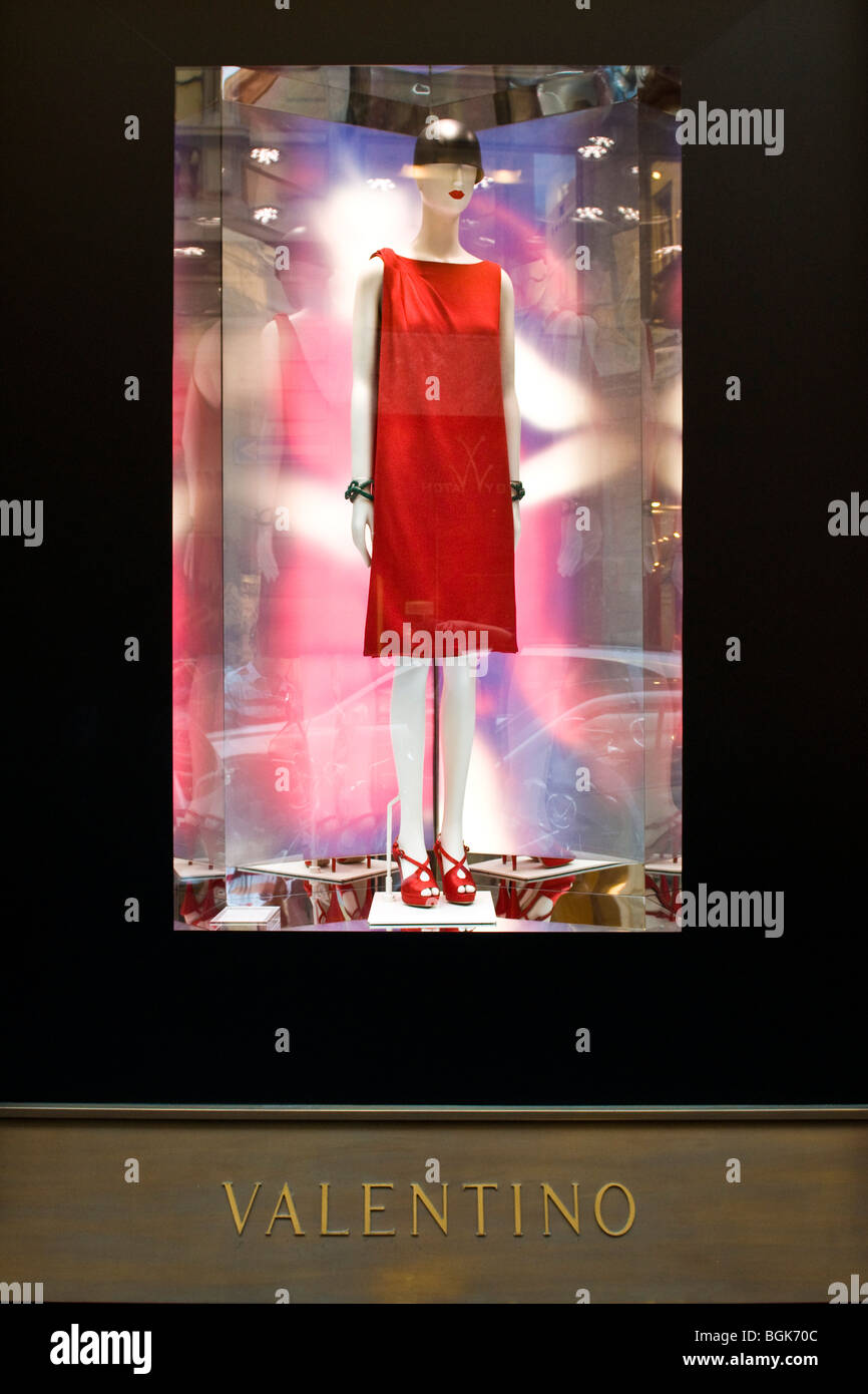 Designer handbags accessories Valentino store window display Via