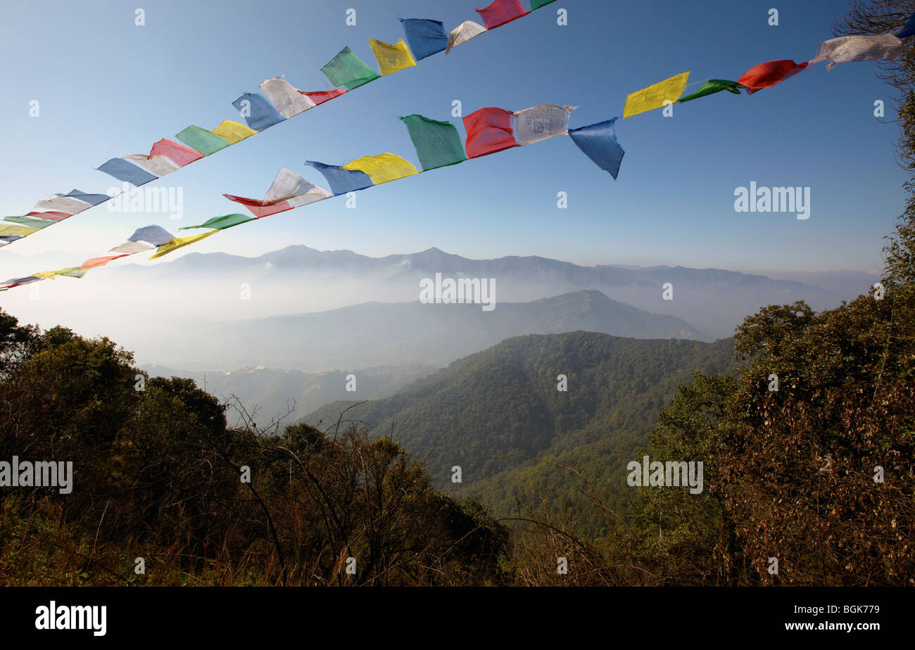 Prayer Flags In The Kathmandu Valley Nepal Asia Stock Photo
