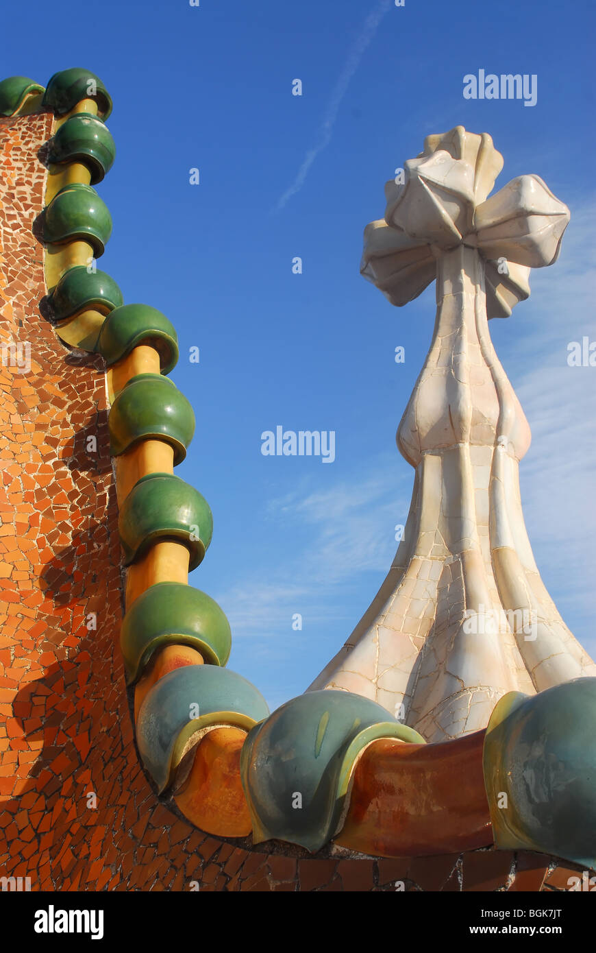 Detail of Antoni Gaudi's Batlló House, in Barcelona. Stock Photo