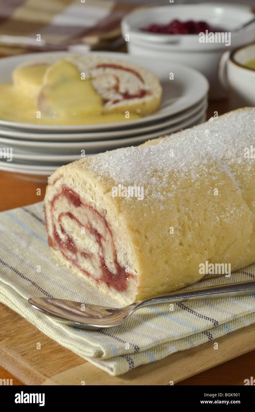 Jam roly poly pudding Stock Photo Alamy