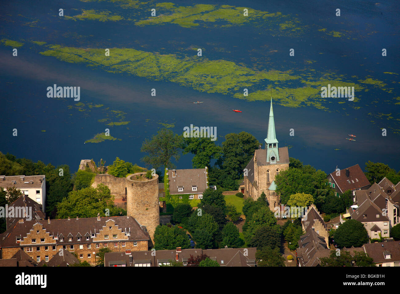 Aerial photo, row houses, old town, Wetter market town, North Rhine ...
