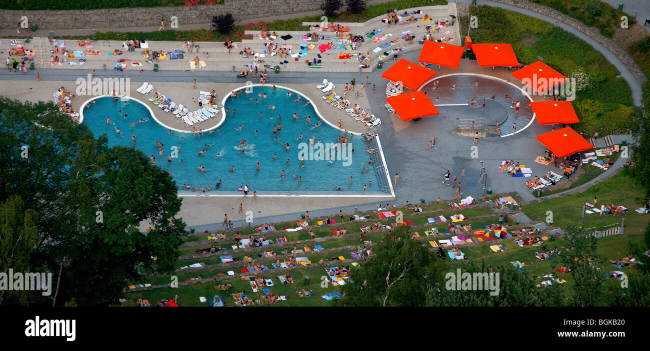 Aerial photo, Annenbad public pool, Huellberg, Witten, Ruhrgebiet area, North Rhine-Westphalia, Germany, Europe Stock Photo