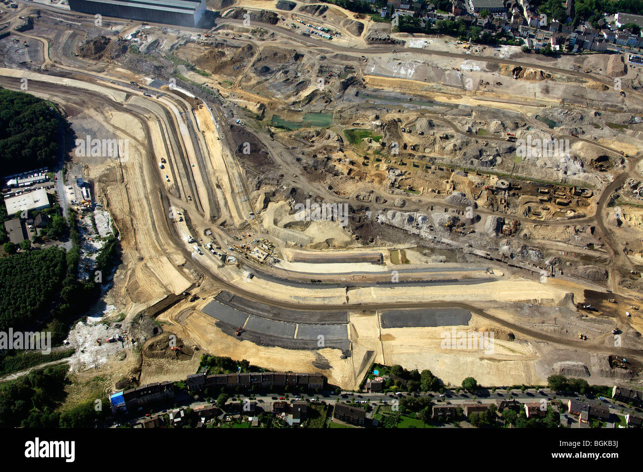 Aerial view, landscape planning, Emscher, Phoenix-See, former steel mill site, Hoerde, Dortmund, Ruhrgebiet region, North Rhine Stock Photo