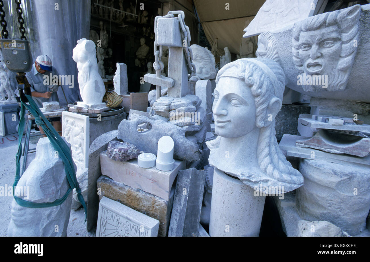 Marble sculptures in at Carrara, Italy Stock Photo Alamy
