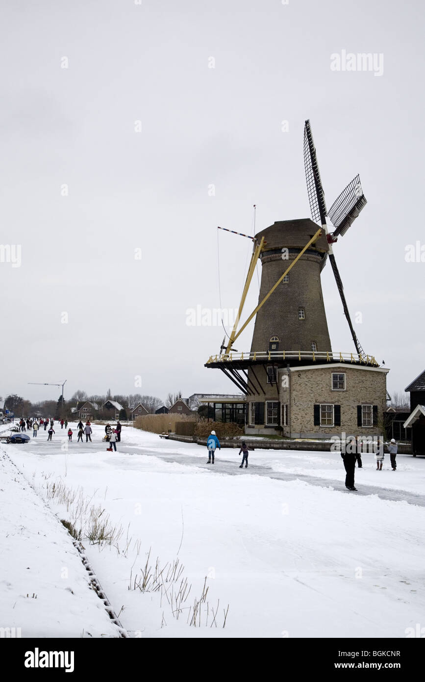 Ice skating in Holland Stock Photo Alamy
