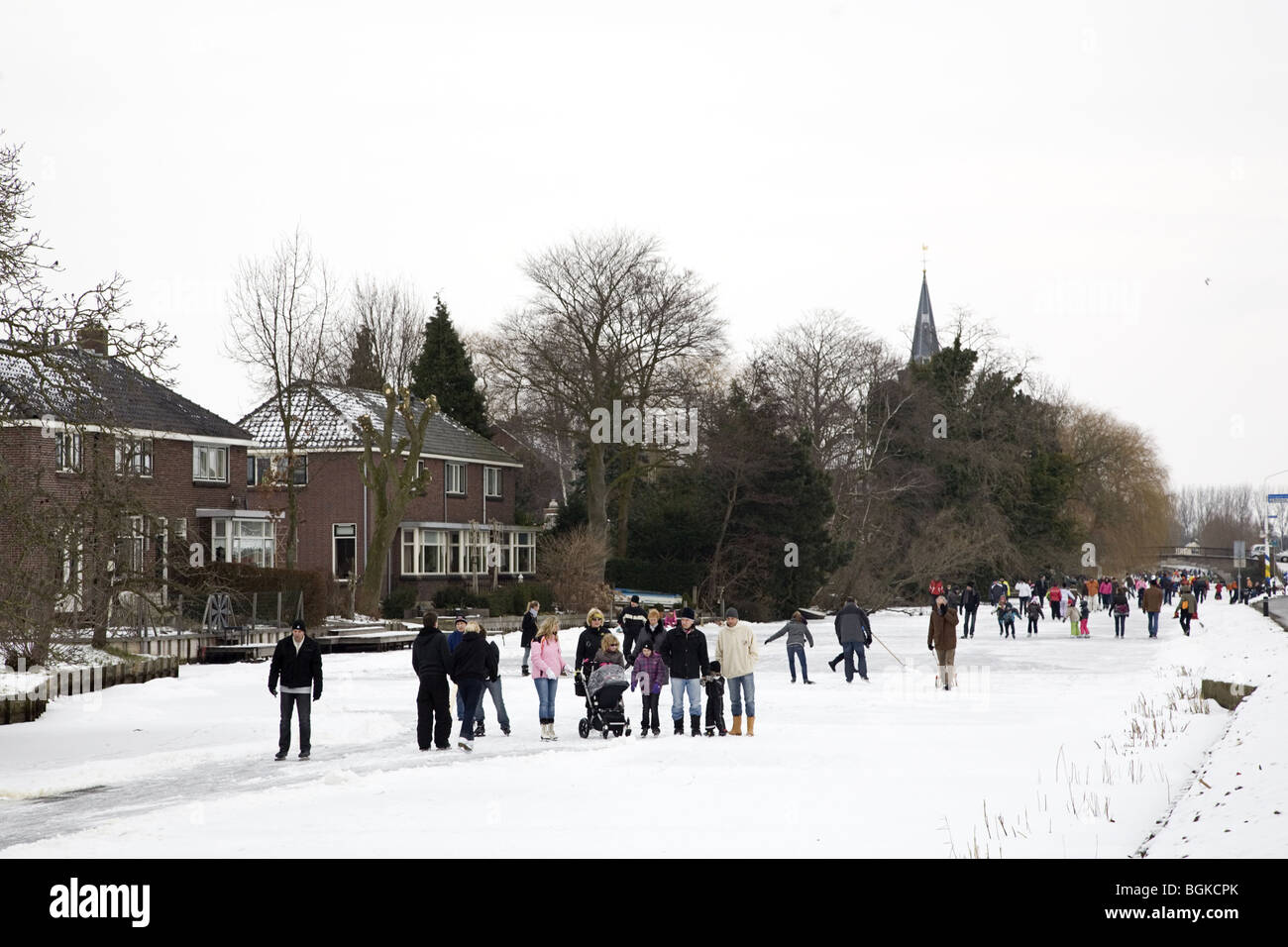 Ice skating in Holland Stock Photo Alamy