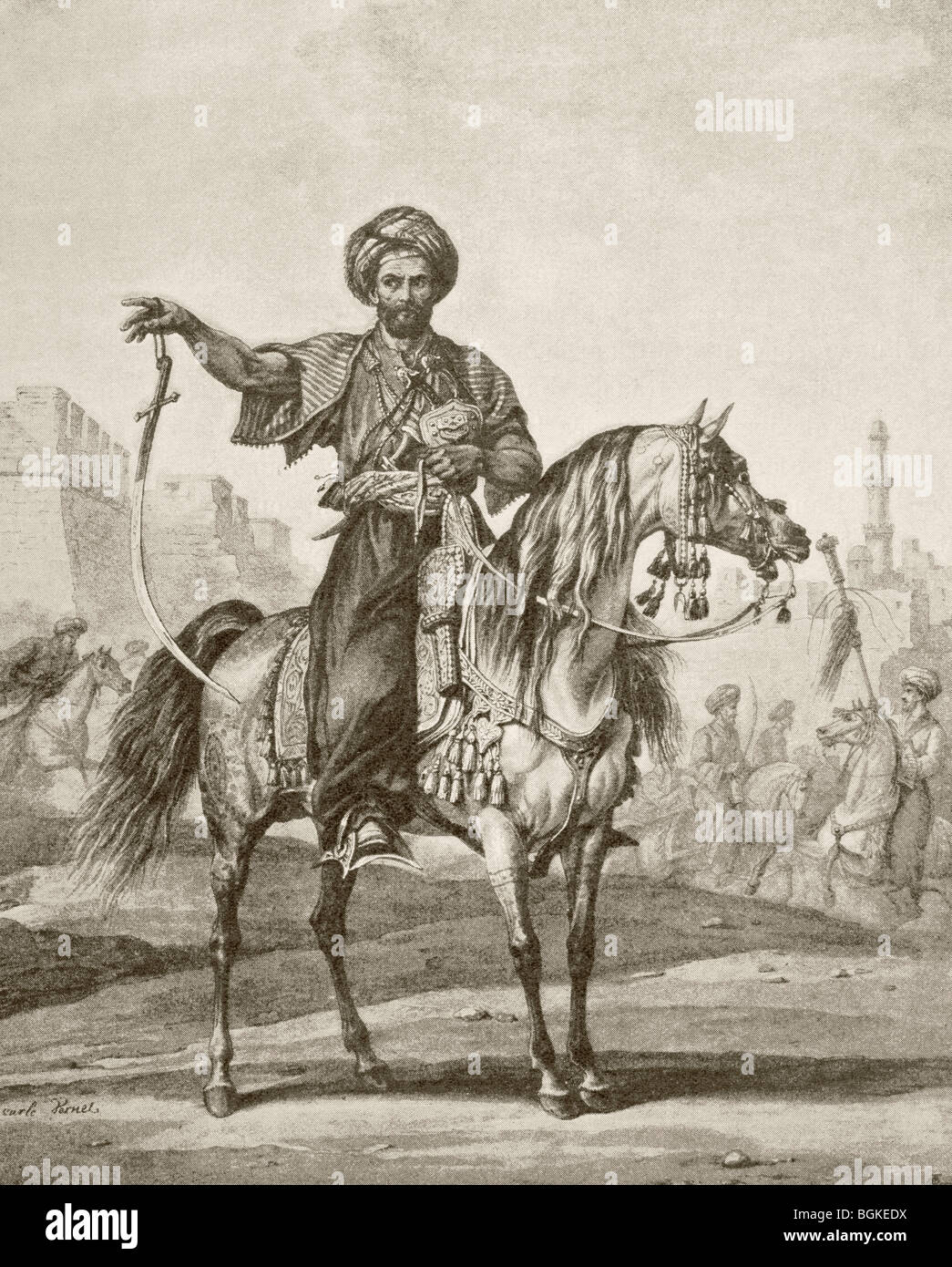 A mounted mamluk in Cairo. Stock Photo
