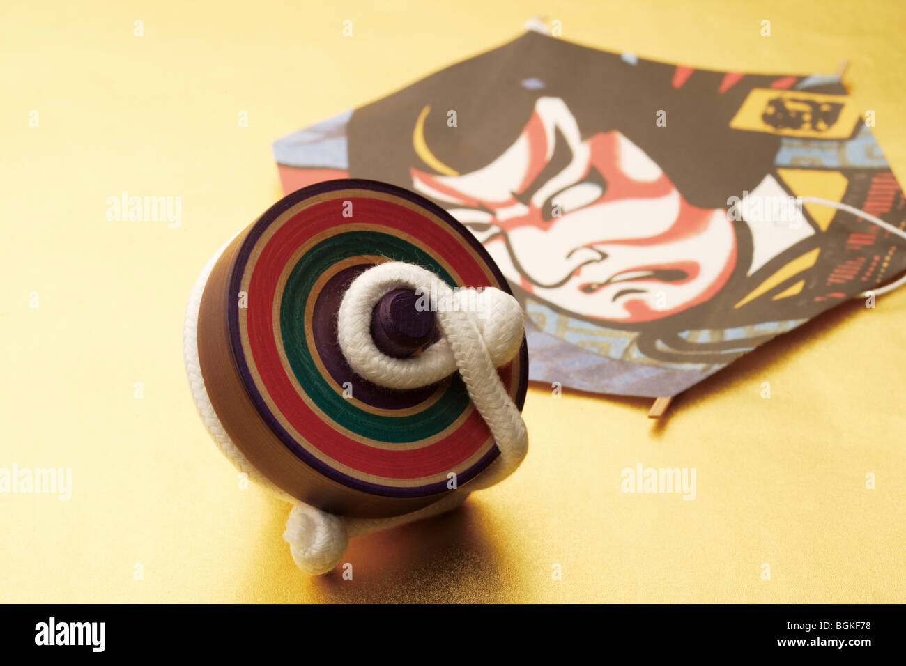 Japanese spinning top and samurai kite Stock Photo Alamy