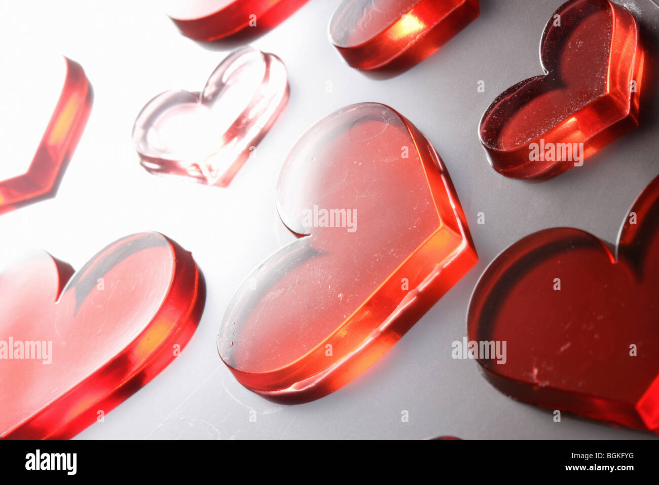 Red heart candies Stock Photo