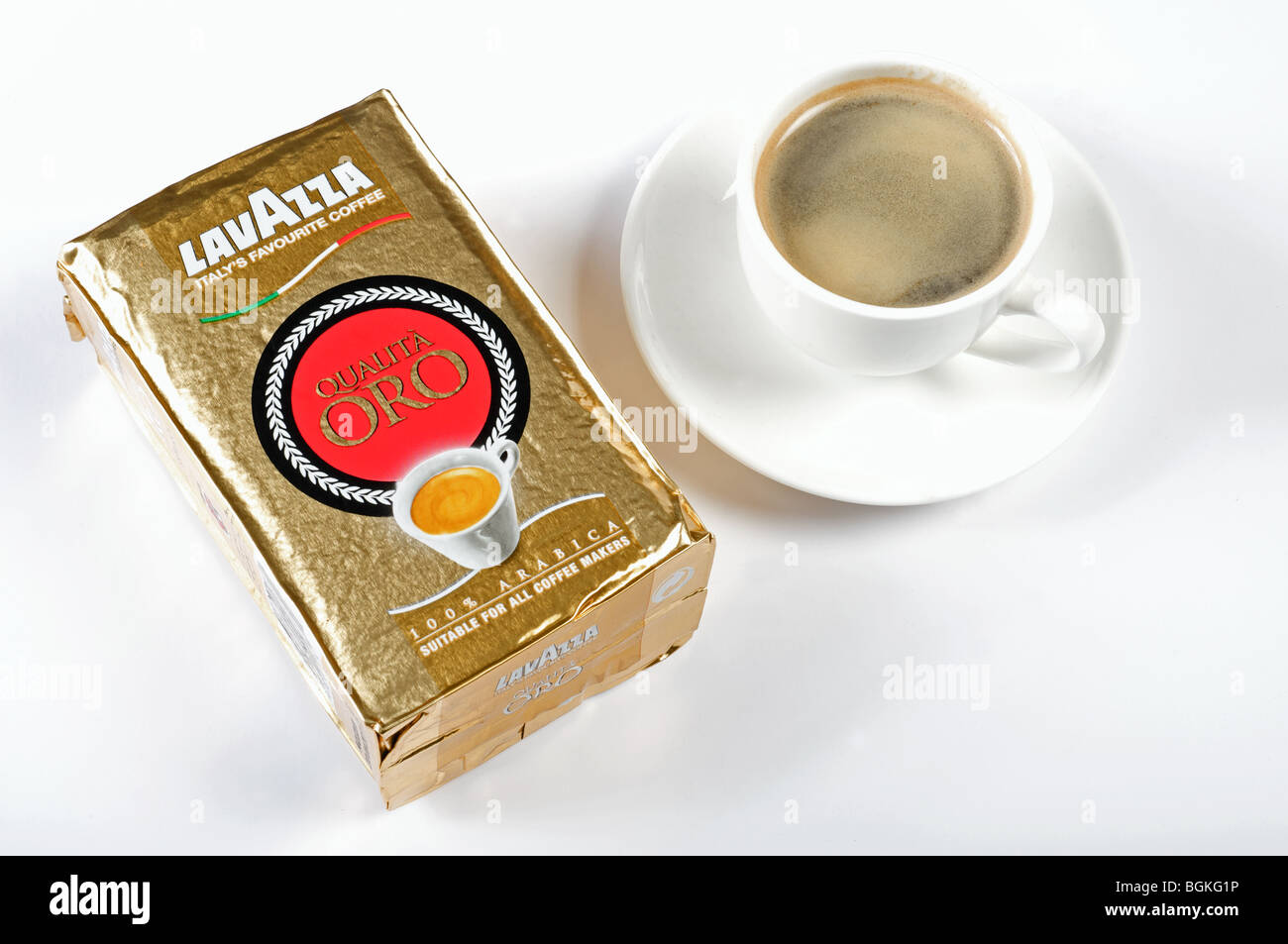 Espresso shot of Lavazza coffee Stock Photo - Alamy