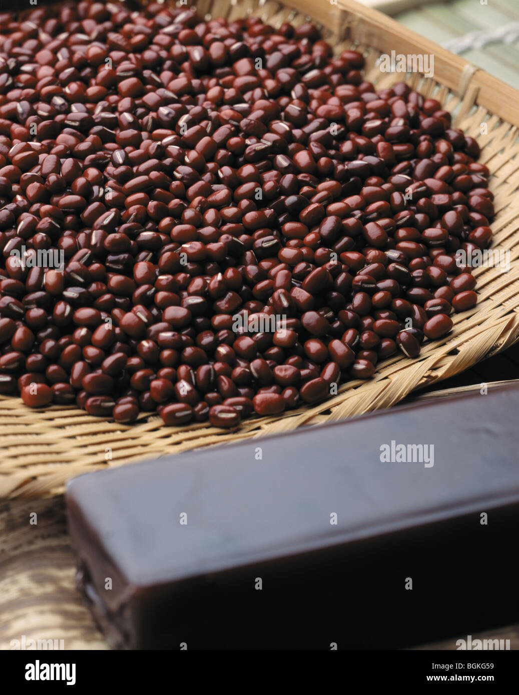 Adzuki beans on colander and adzukibean jelly Stock Photo Alamy