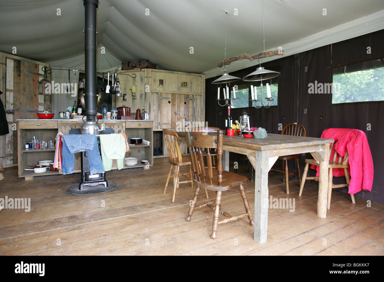 A Feather Down Farm Tent Near Stamford,Lincolnshire Stock Photo