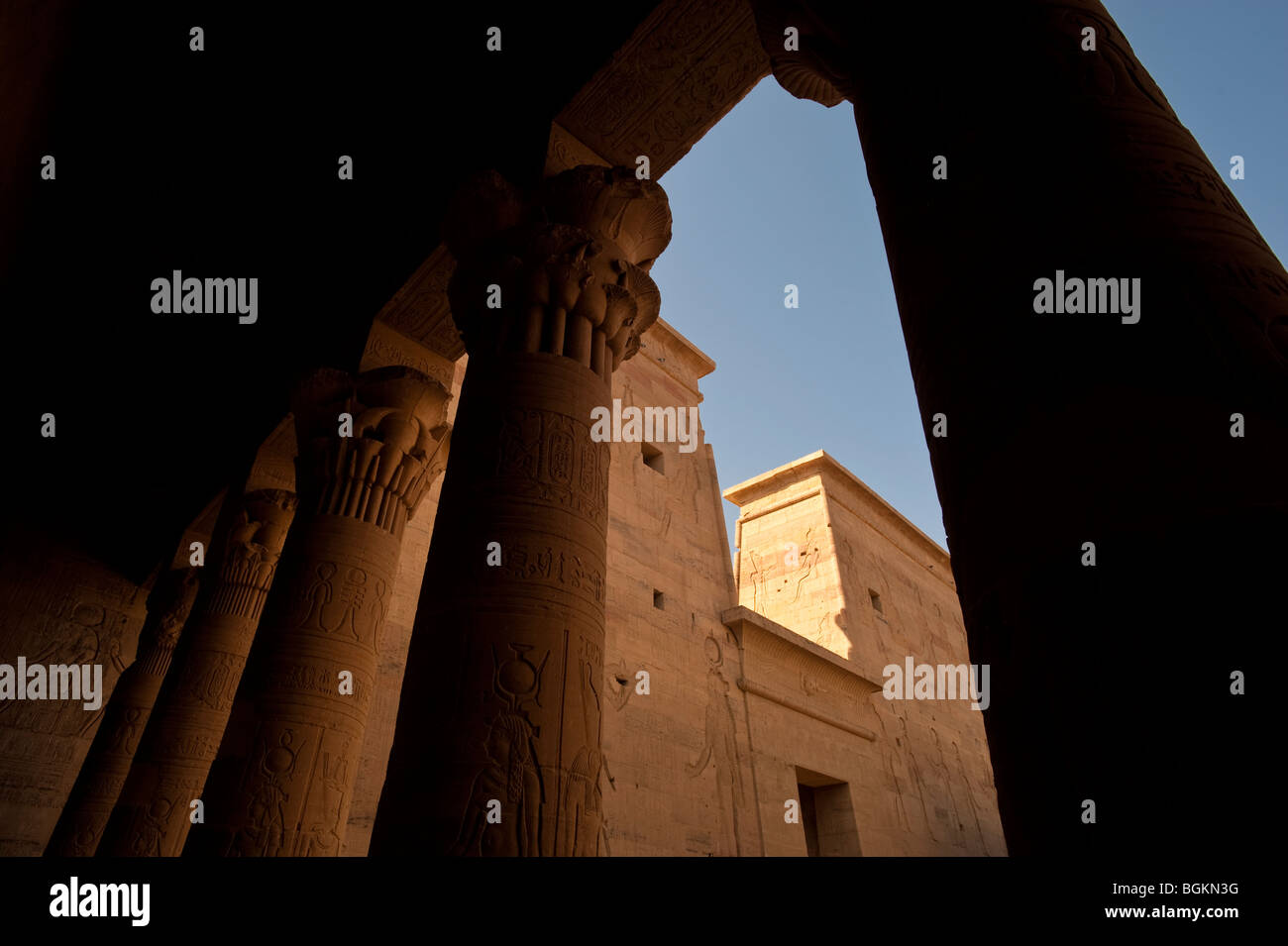 Temple of Philae on Agilika Island near Aswan, Egypt, Africa Stock Photo