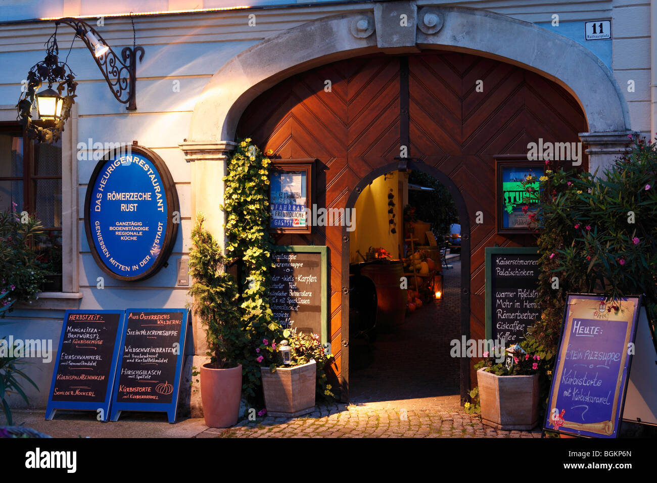 Wine tavern and restaurant Roemerzeche, Rust on Lake Neusiedl, Burgenland, Austria, Europe Stock Photo