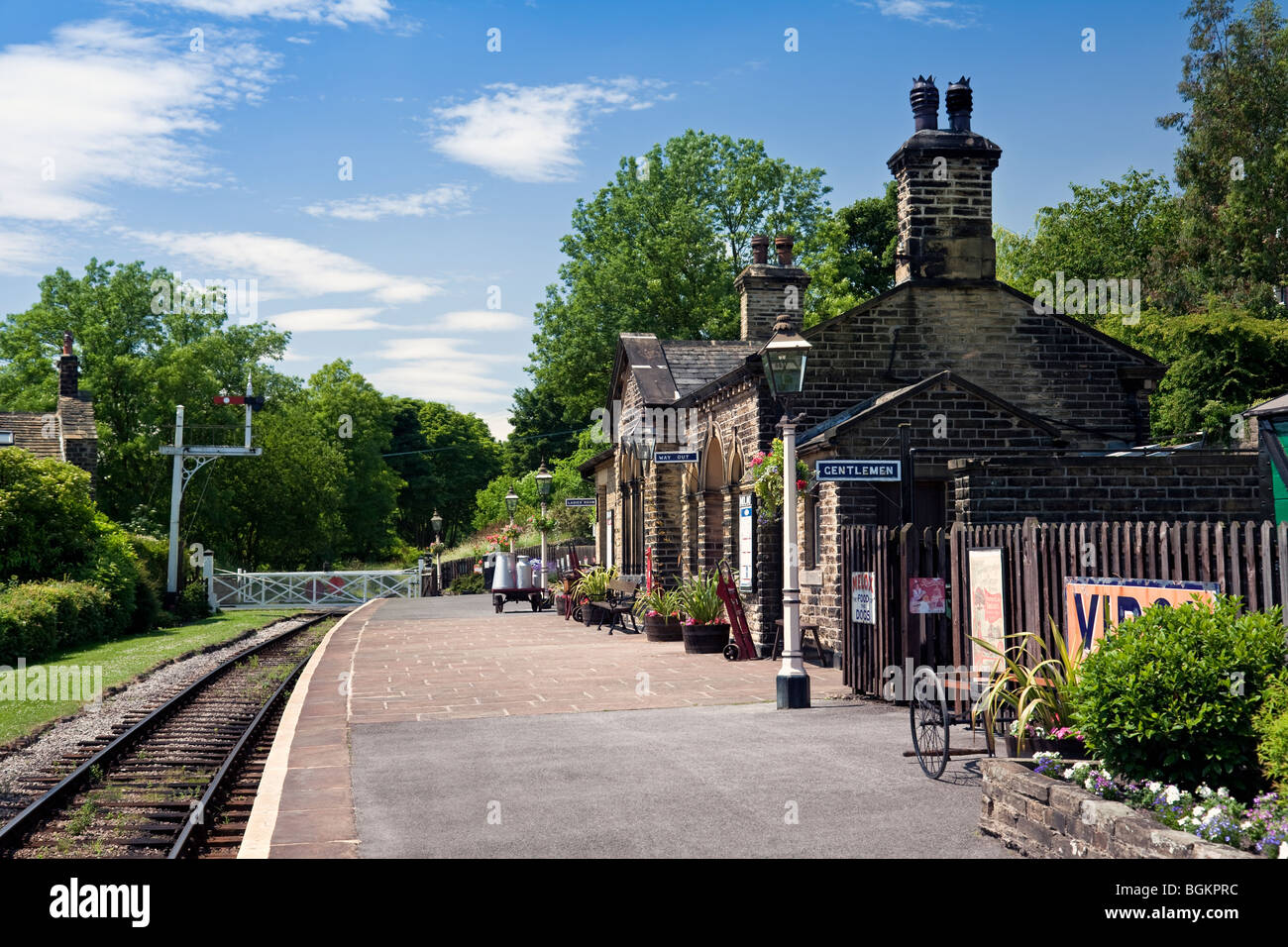 Oakworth Station on the Keighley & Worth Valley preserved Steam Railway, West Yorkshire, England, GB Stock Photo