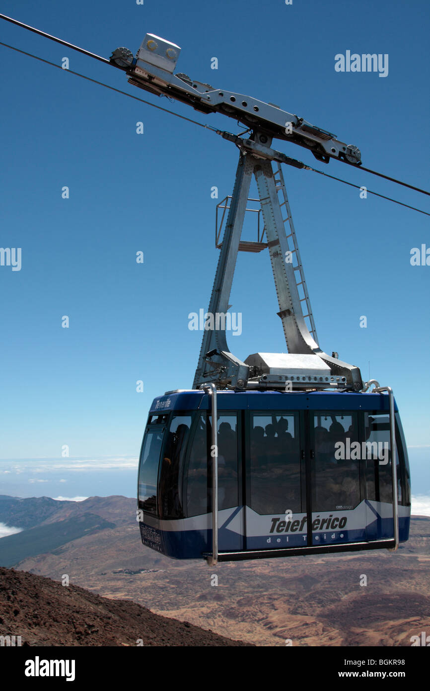 The cablecar which takes visitors up to the top of Mount Teide on Tenerife Canary Islands Spain Stock Photo