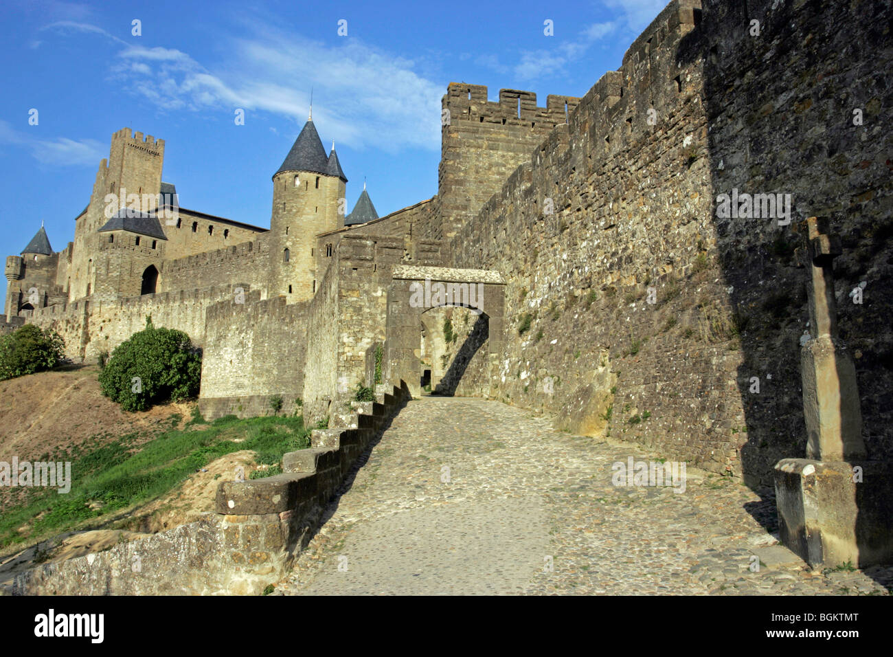 Medieval walled fortress city of Carcassonne Aude France Stock Photo