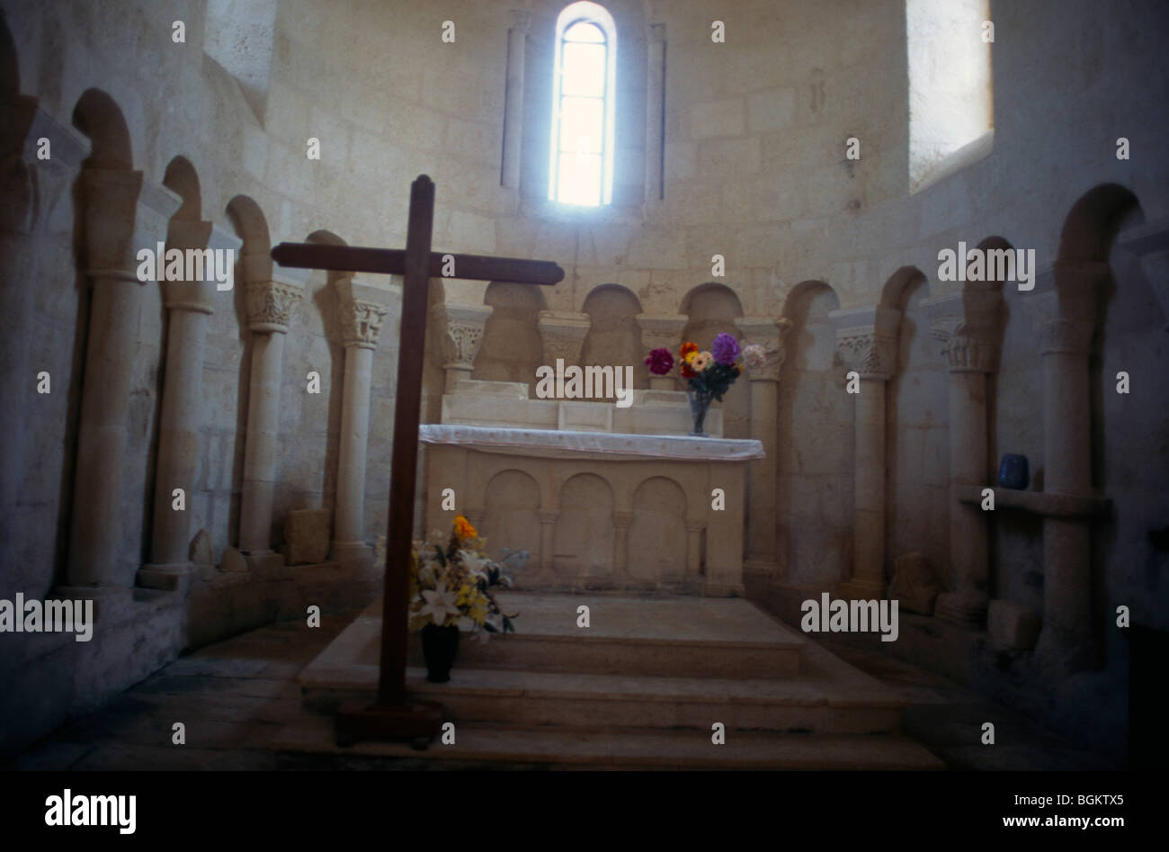 Roman Church Simple Latin Cross St George de Montagne Near St Emilion France Stock Photo