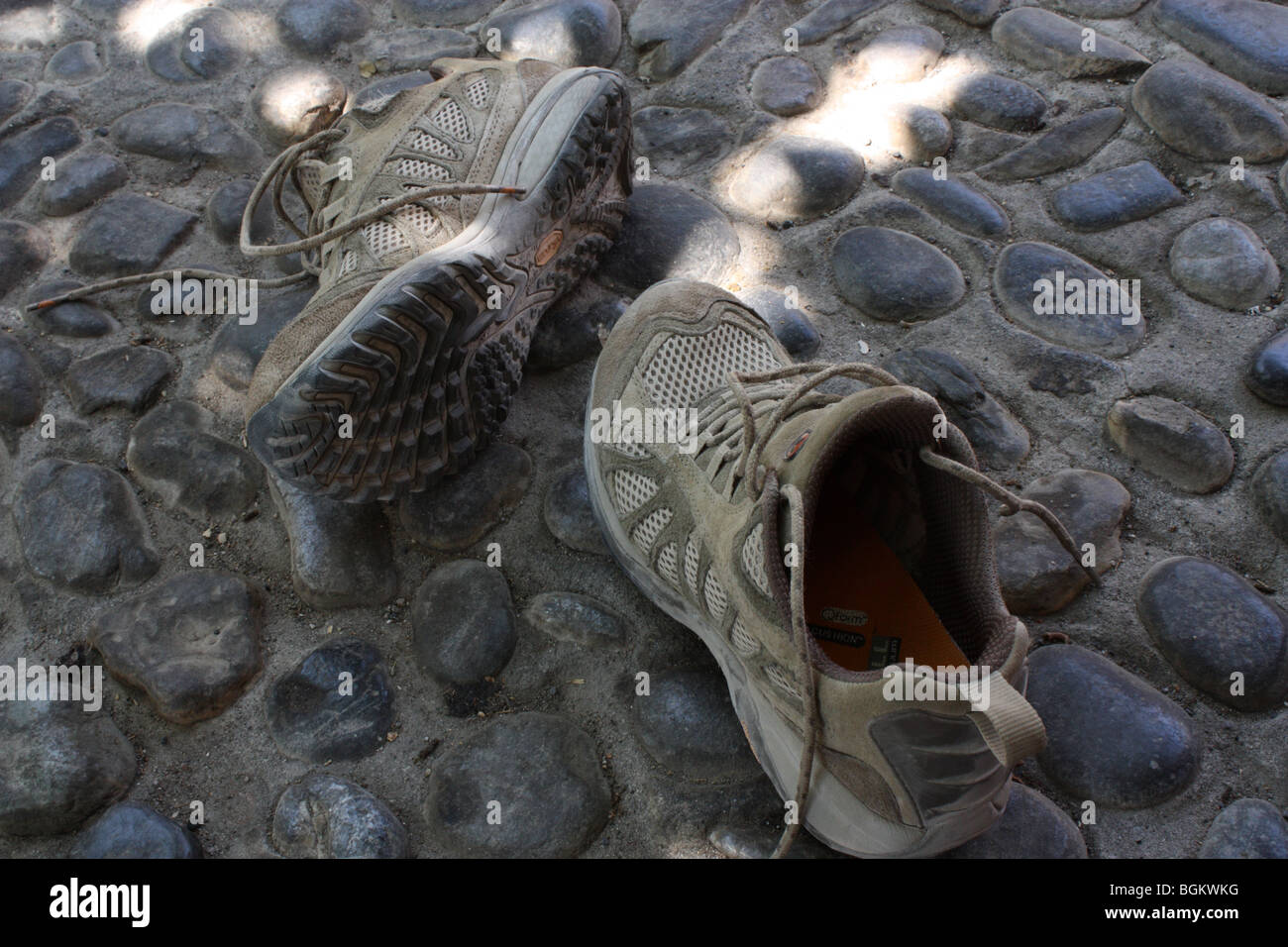 Walking Shoes on Cobbles Stock Photo Alamy