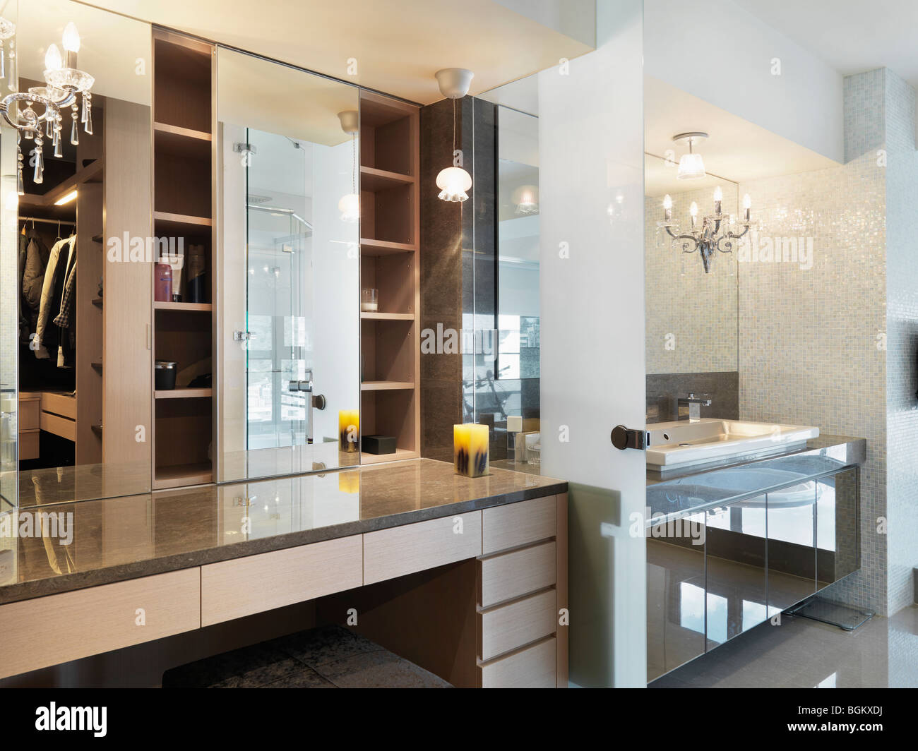 Vanity and sink in bathroom Stock Photo - Alamy