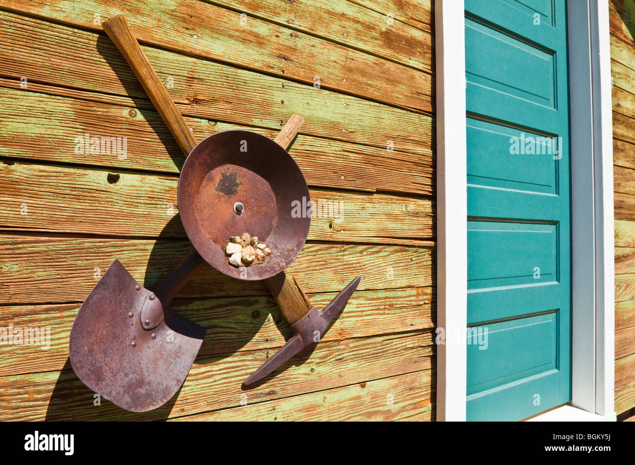Gold miners pick, shovel and pan at the ghost town of Randsburg