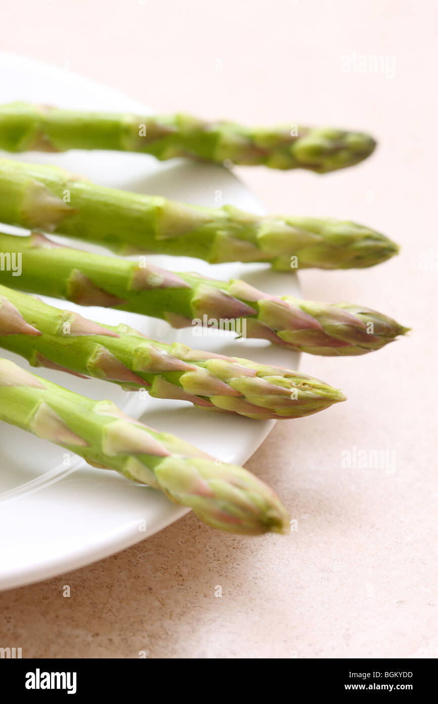 Asparagus on plate Stock Photo