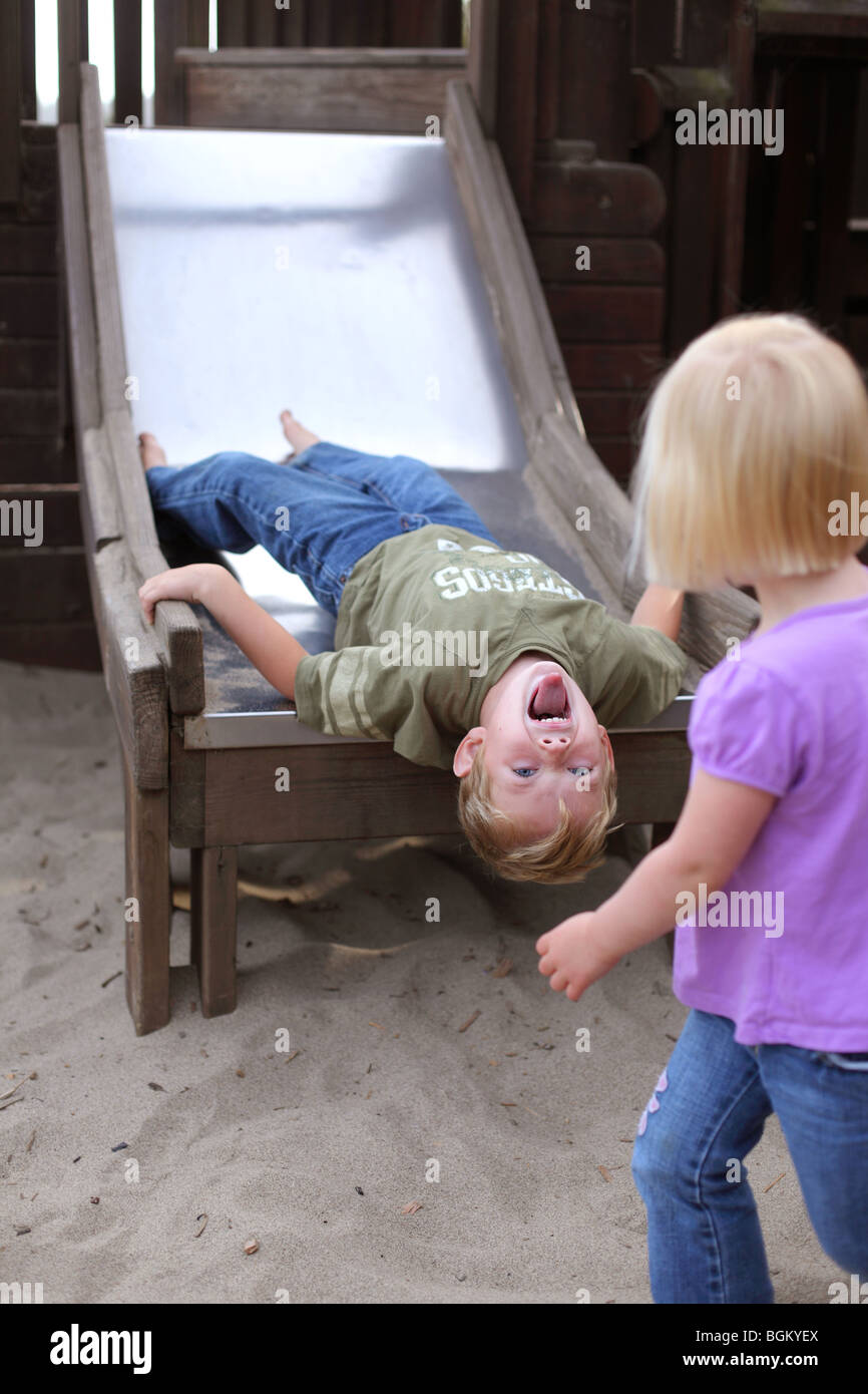 Kids play at park Stock Photo