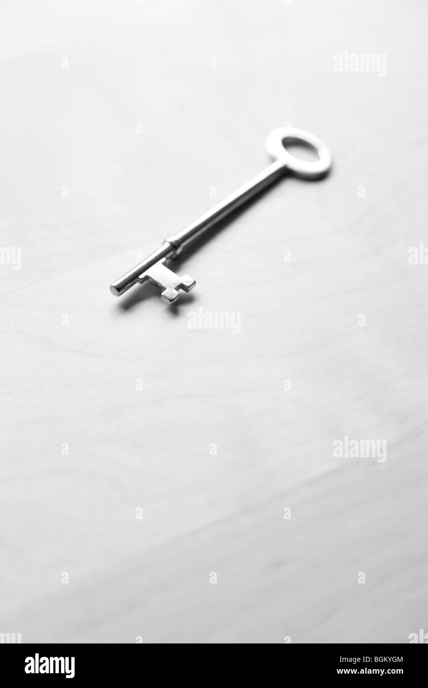 Old key in black and white Stock Photo