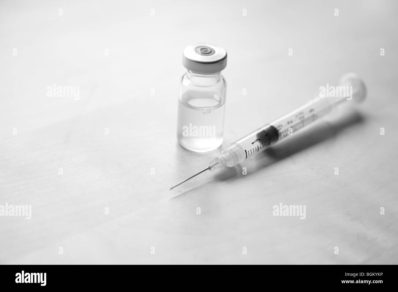 Syringe in black and white Stock Photo