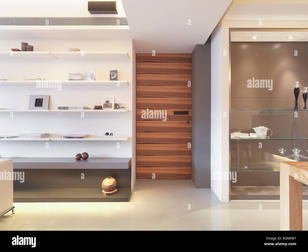 Modern interior wooden front door Stock Photo - Alamy