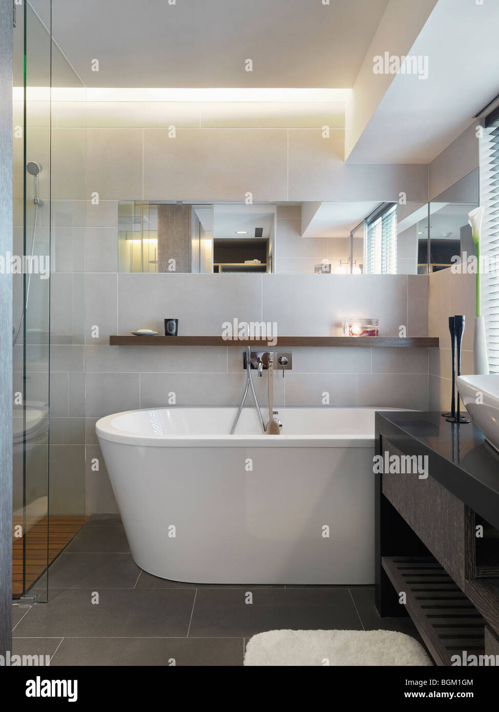 Large bathtub in modern bathroom Stock Photo
