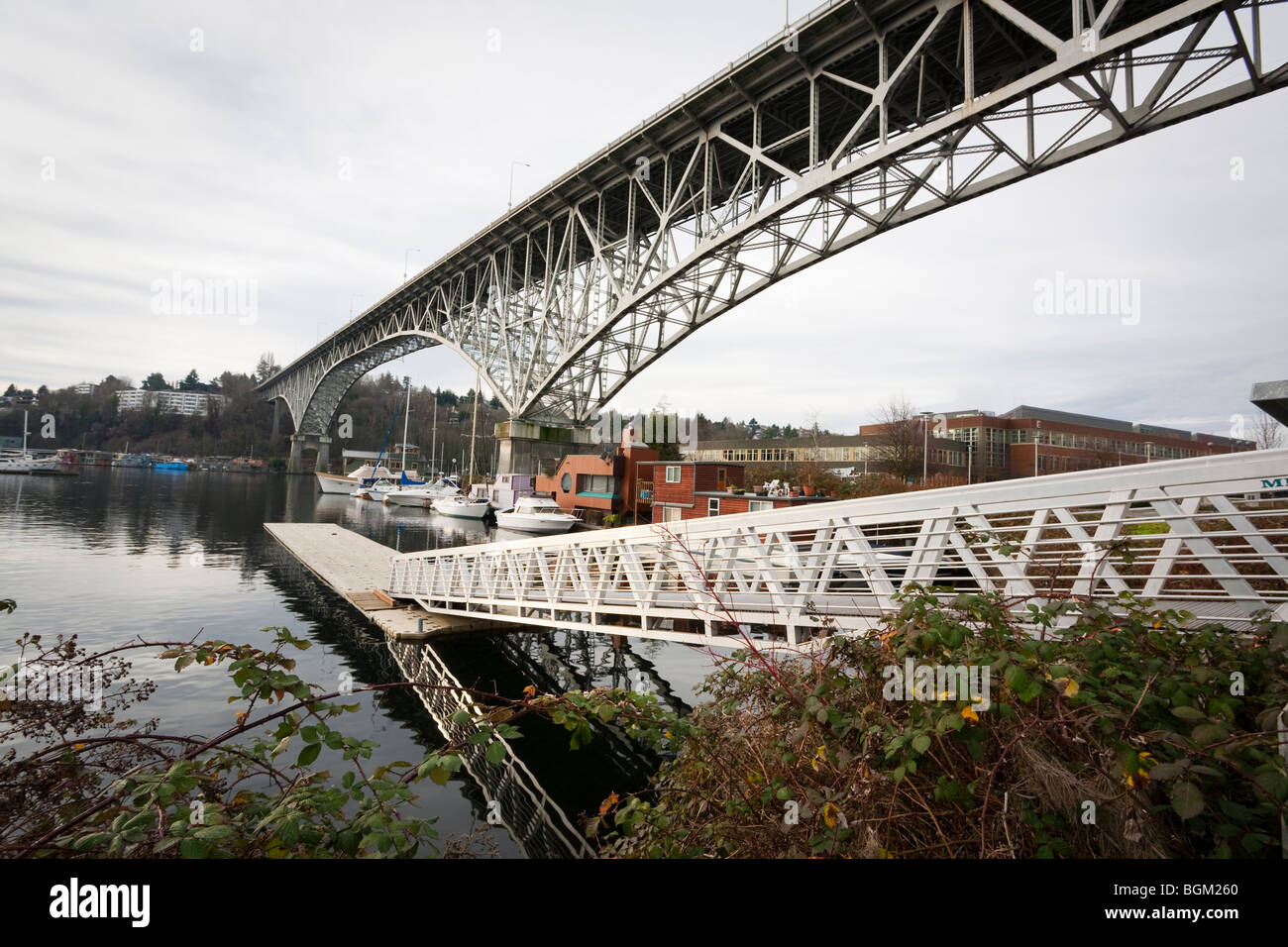 Boat Dock near the Aurora Bridge over the west end of Lake Union