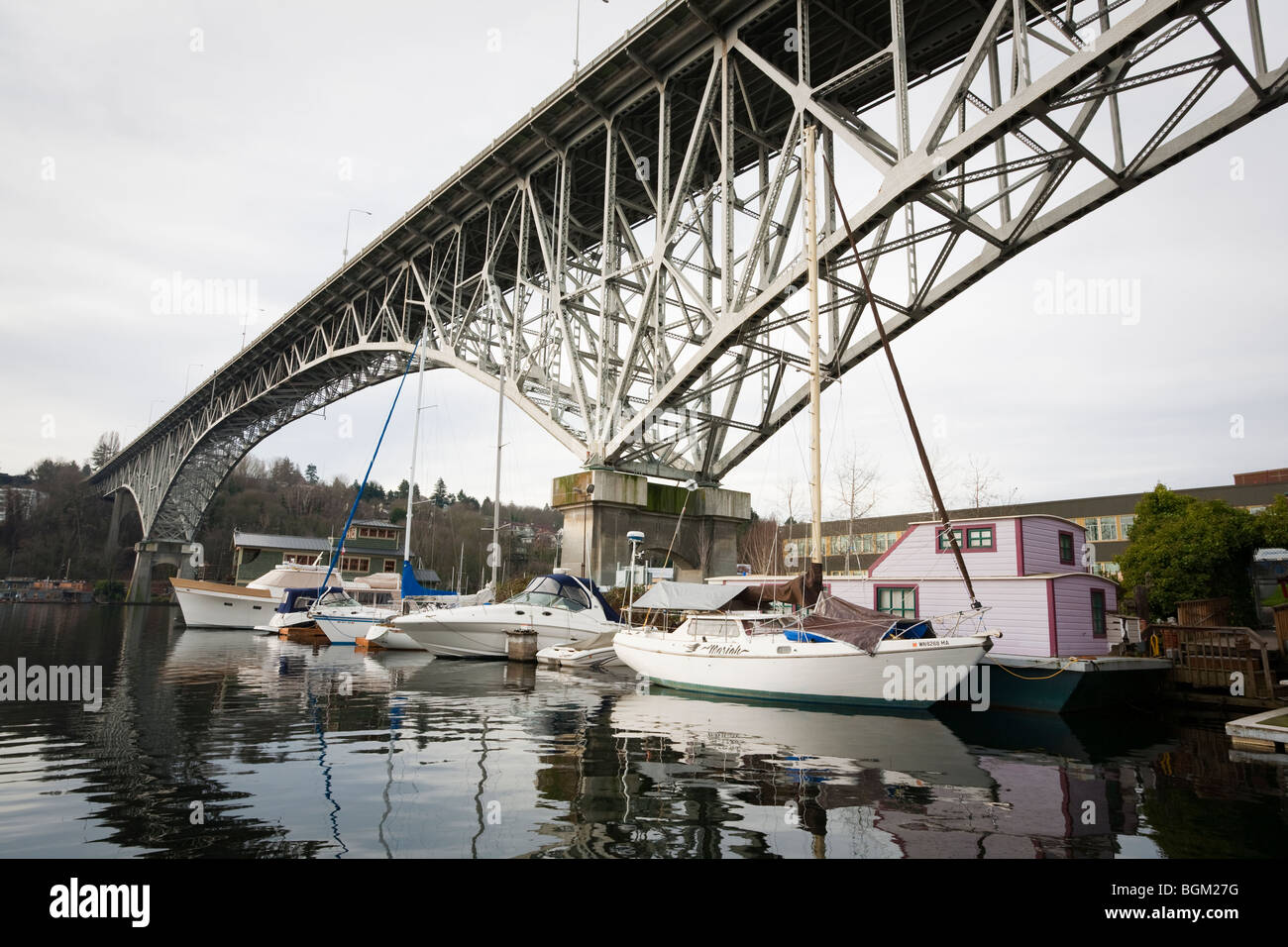 Boat Dock near the Aurora Bridge over the west end of Lake Union
