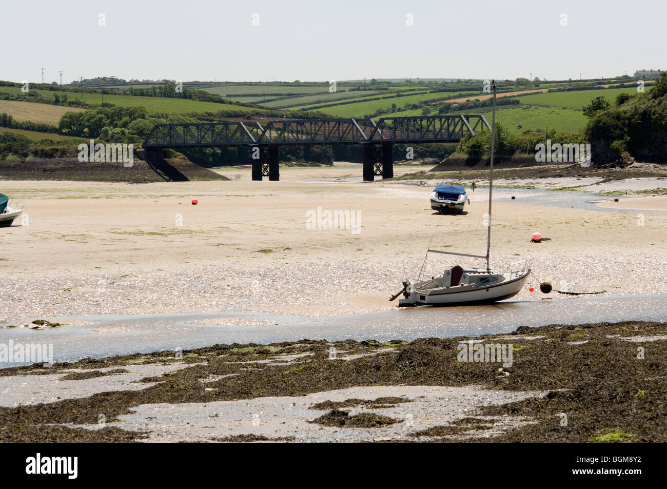 Old railway bridge over The River Camel at Padstow, Cornwall. This