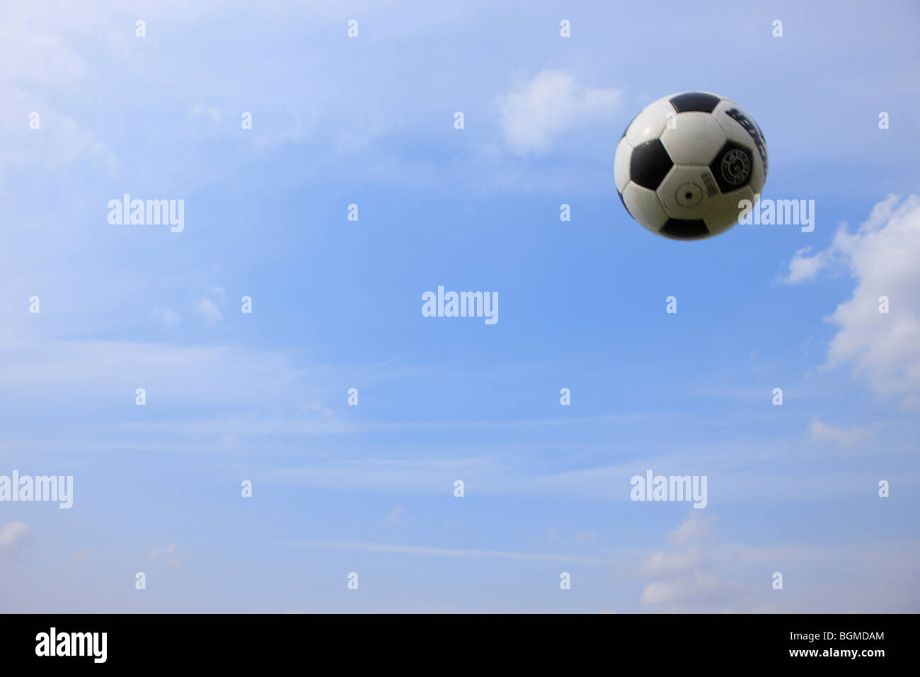 Soccer ball in midair Stock Photo Alamy