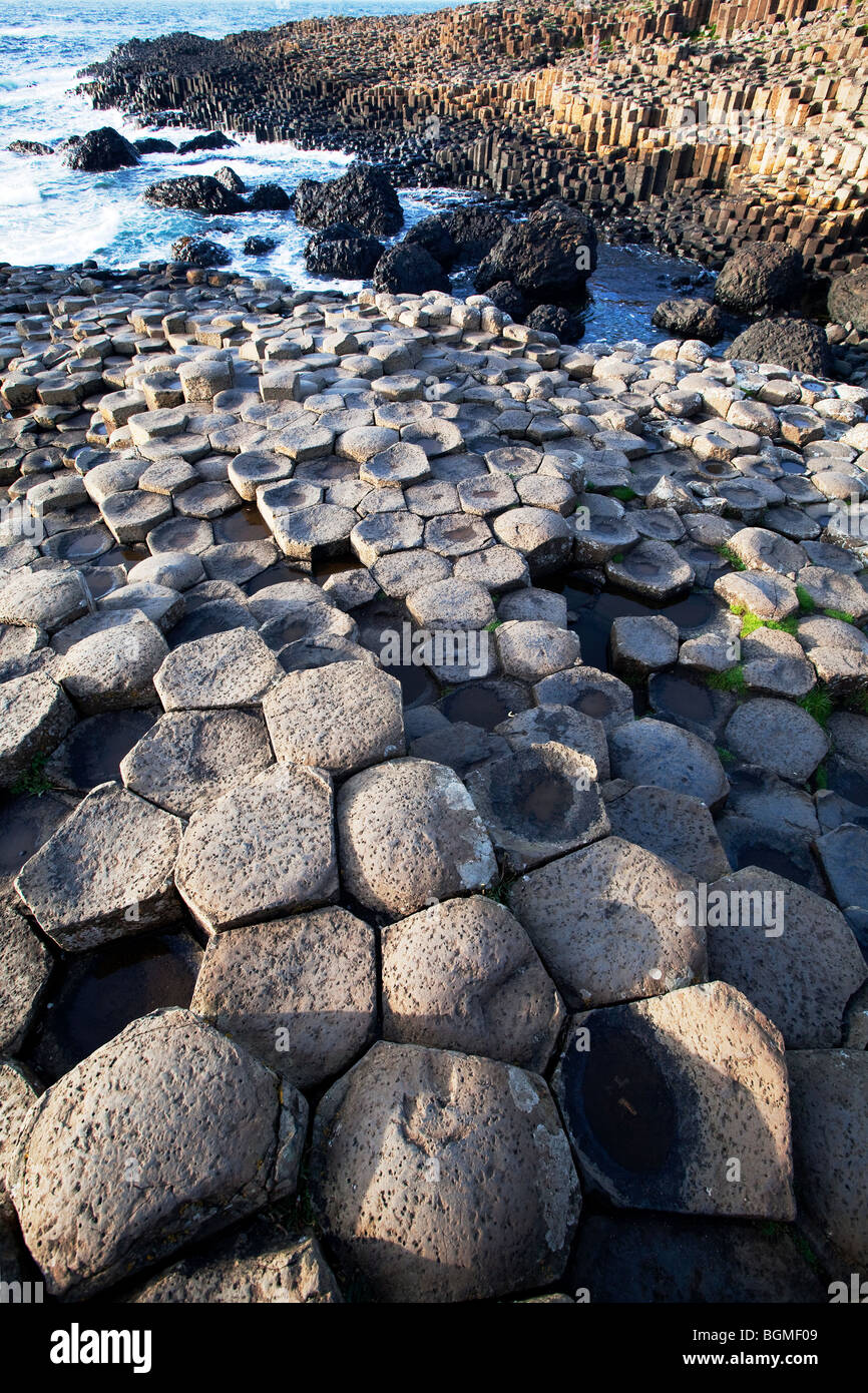 Steps of volcanic rock at the Giant's Causeway Antrim Northern Ireland a  natural phenomena and a world heritage site Stock Photo - Alamy