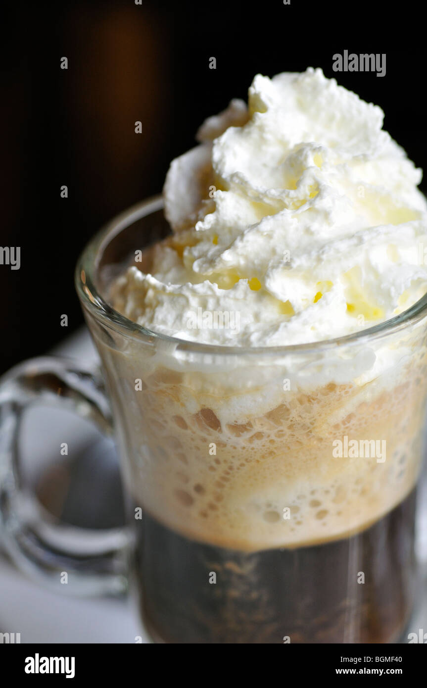 Coffee with whipped cream in Viennese cafe Stock Photo