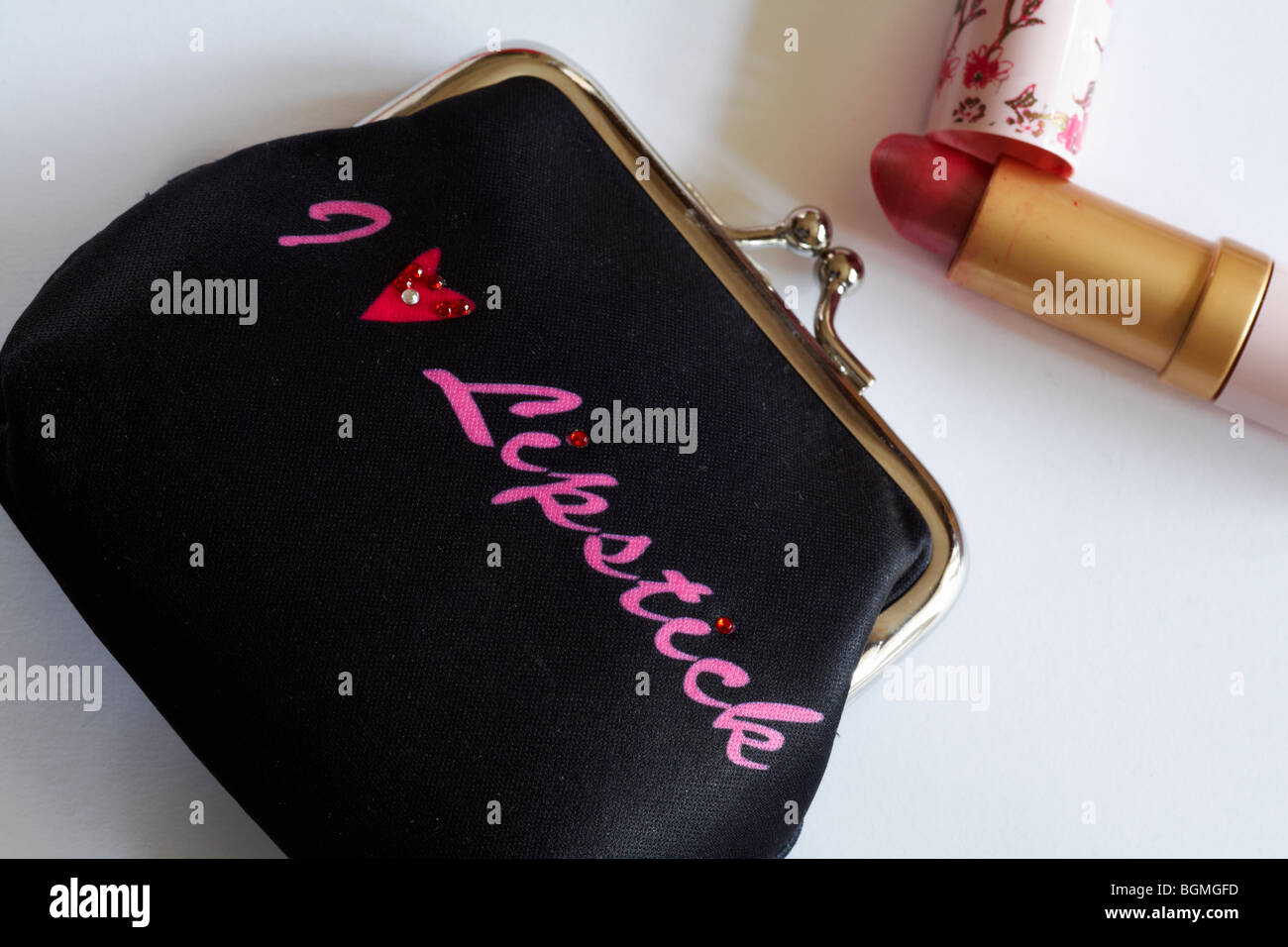 I love lipstick purse with lipstick Stock Photo Alamy