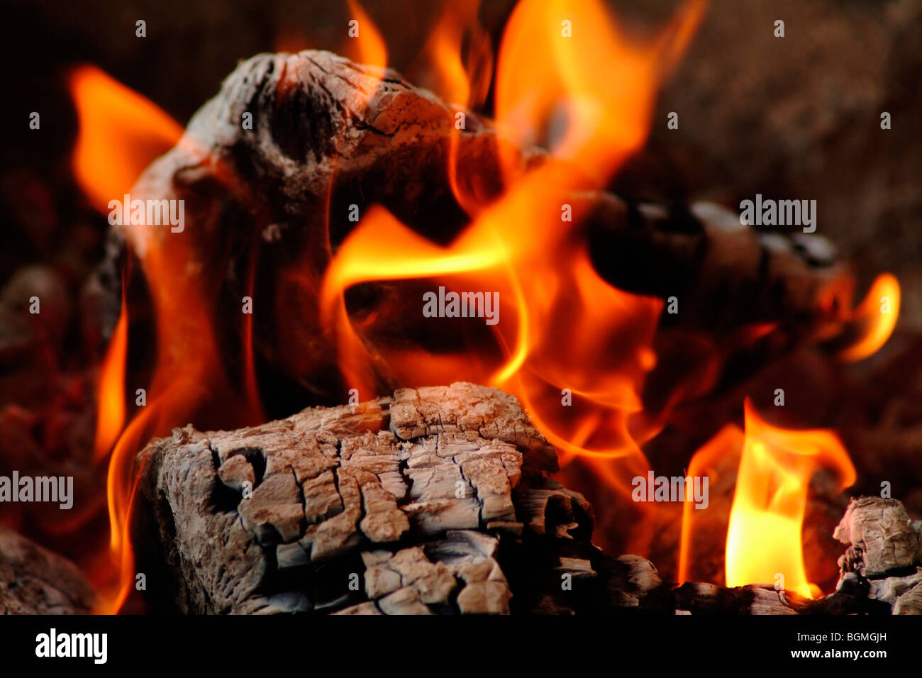 Burning Firewood Stock Photo