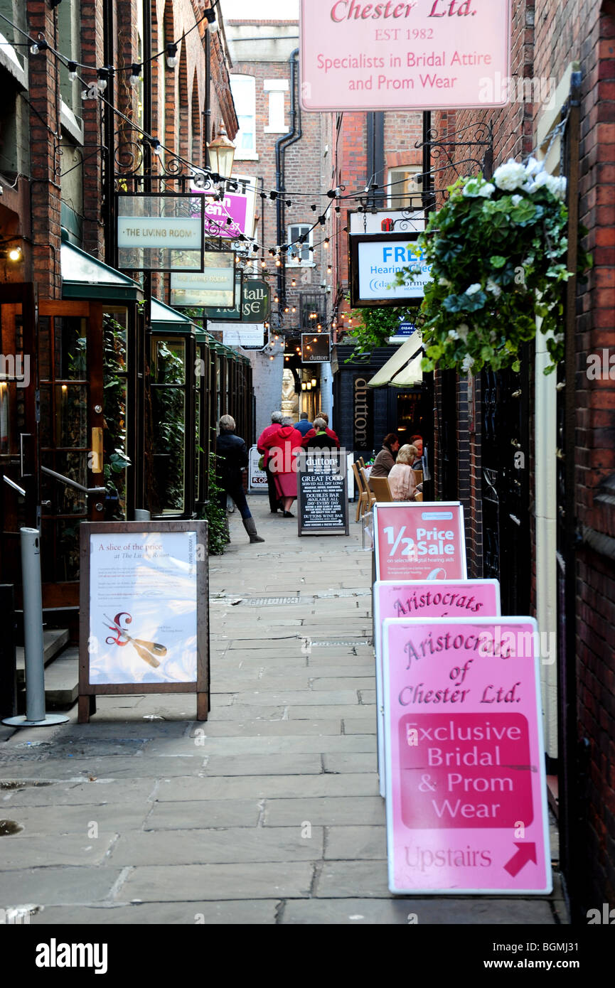 People shopping in Chester city center Stock Photo