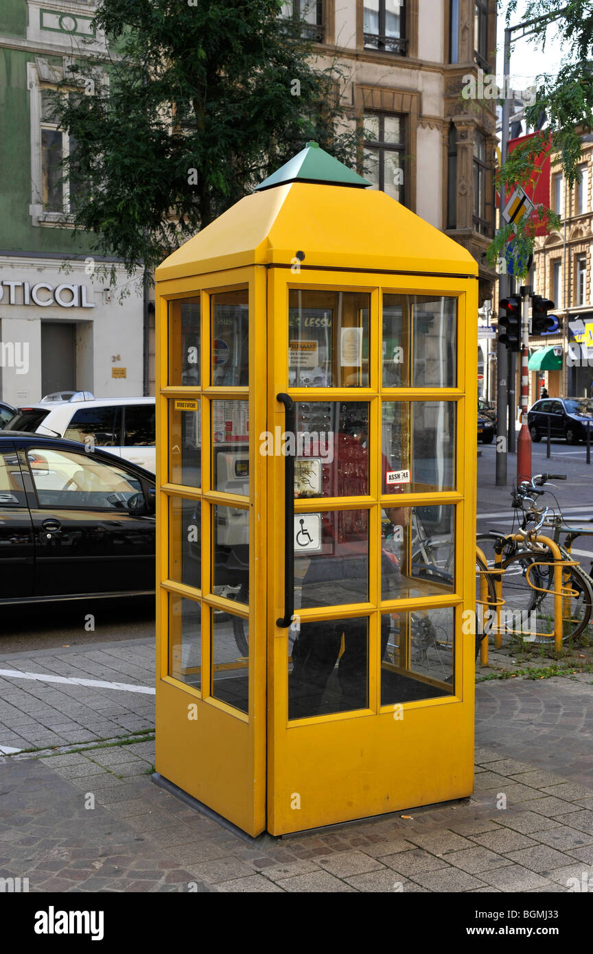 Public telephone kiosk, Luxembourg City, Luxembourg. Stock Photo