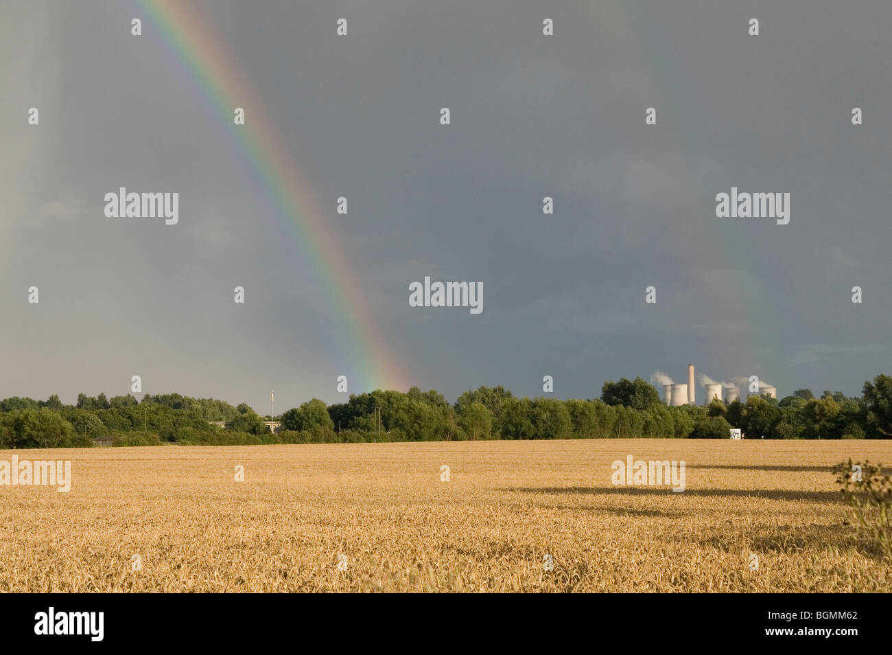 Rainbow over English Countryside Stock Photo