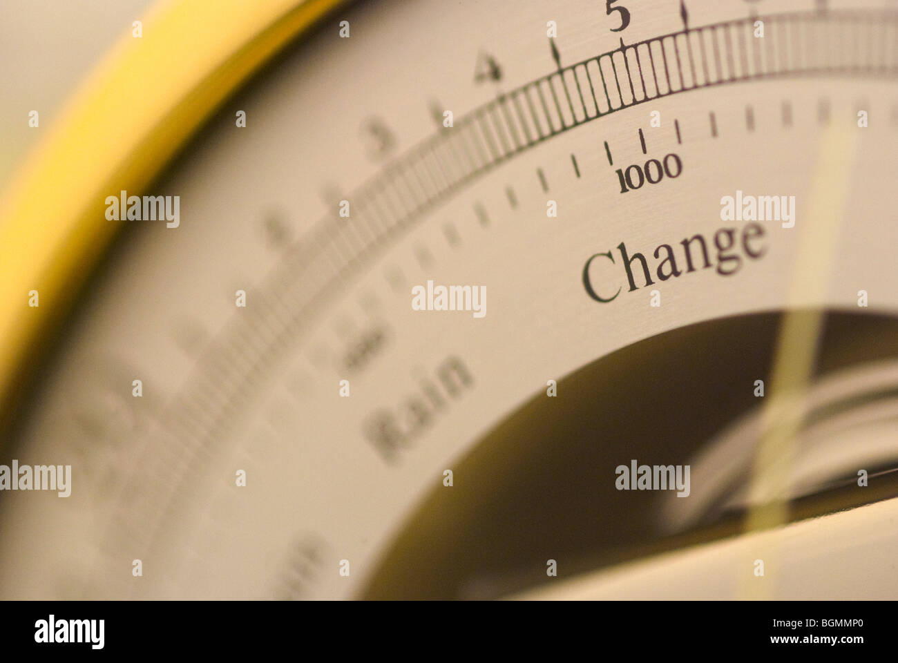 Picture of barometer with needle on change Stock Photo Alamy