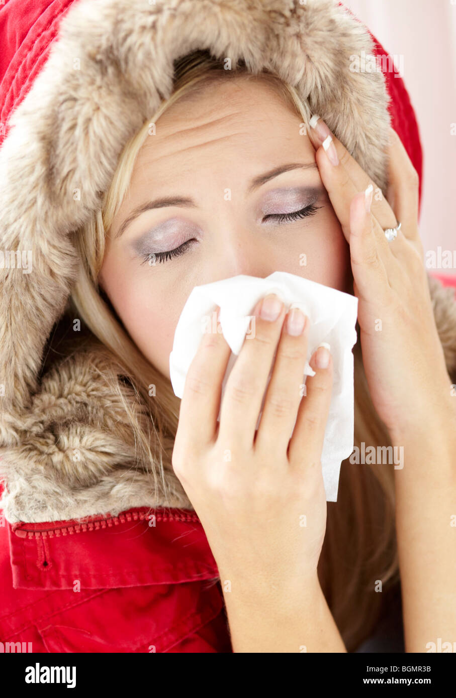 Girl with cold Stock Photo