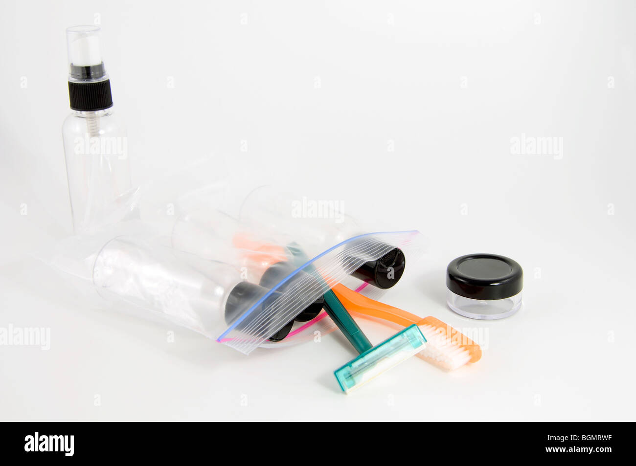 Carryon luggage cosmetics bottle kit Stock Photo Alamy