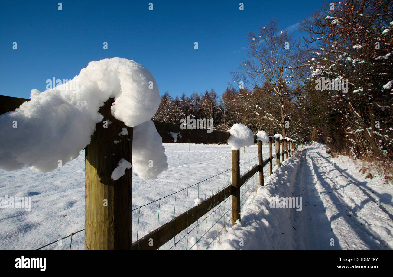 Rural snow scene during the great 21010 freeze Oxfordshire England UK Stock Photo